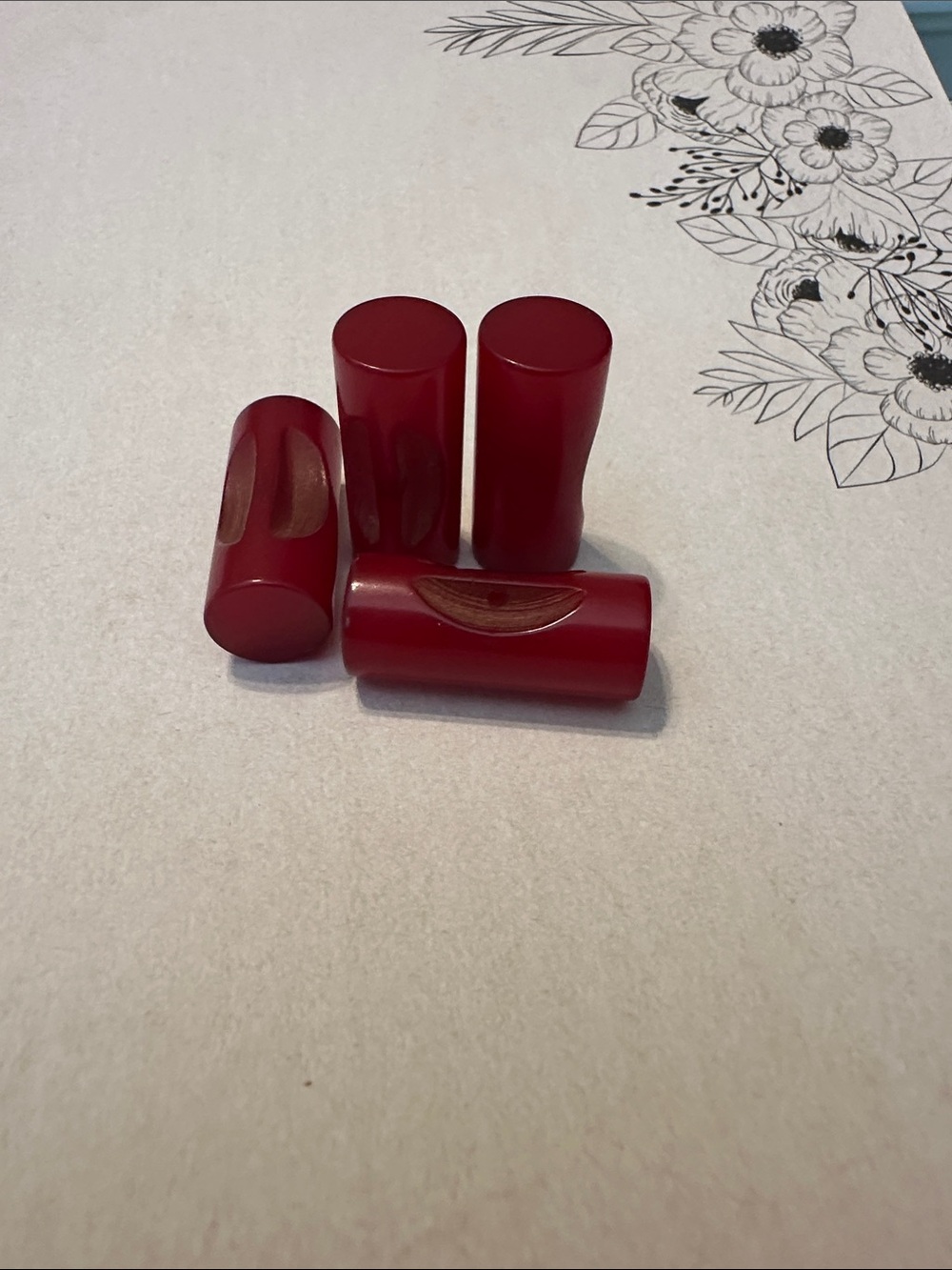 Vintage Cherry Red Bakelite Buttons – Set of 4 – Art Deco